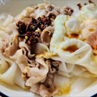 Simple noodles boiled with stir fry iberico pork belly + fried egg| 🍒lynnlicious🍒さん