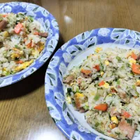 焼き鳥缶詰（塩）で葱チャーハン