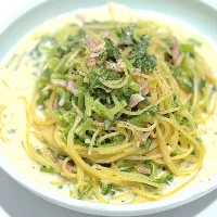 大根の葉とベーコンのクリームパスタ|ヨシュアさん