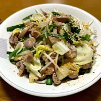 鳥🐔砂肝の野菜炒め❗️∩^ω^∩✨