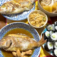 鯛尽くし　焼物　煮物　あら炊き　鯛ご飯　かっぱ巻き|4jinoanataさん