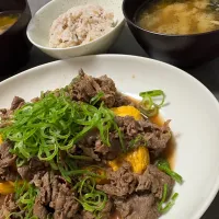 だし巻き卵牛肉のせ|くるみさん