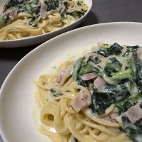 ほうれん草とベーコンのクリームパスタ| くるみさん