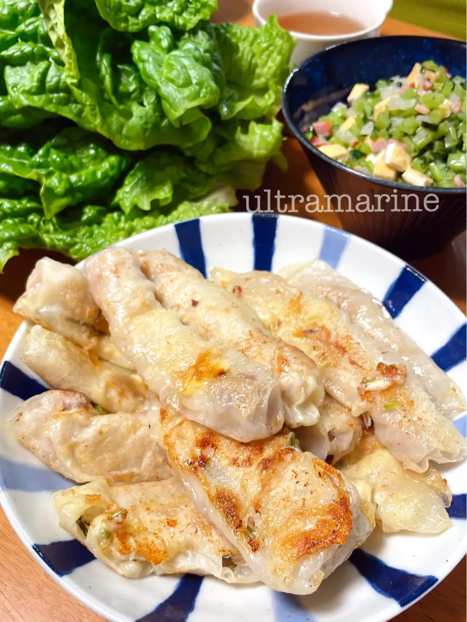 ＊大葉とチーズとささみのライスペーパー焼き春巻き♪＊|ultramarineさん