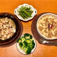 麻婆豆腐& 鶏肉としめじのバターポン酢|マイさん
