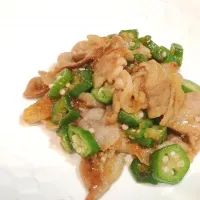 豚肉とオクラの鰹節炒め|りーさん