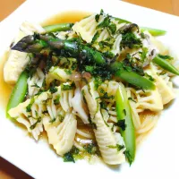 タケノコとアスパラとしめじの和風パスタ| はるみさん