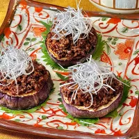 ゼブラ茄子の鶏みそ田楽