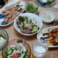 冷奴、ﾚﾝﾁﾝ焼鳥などで手抜き居酒屋🏮|ぱいんてーるさん