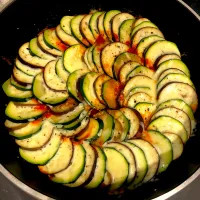 茄子とズッキーニのベーコントマト