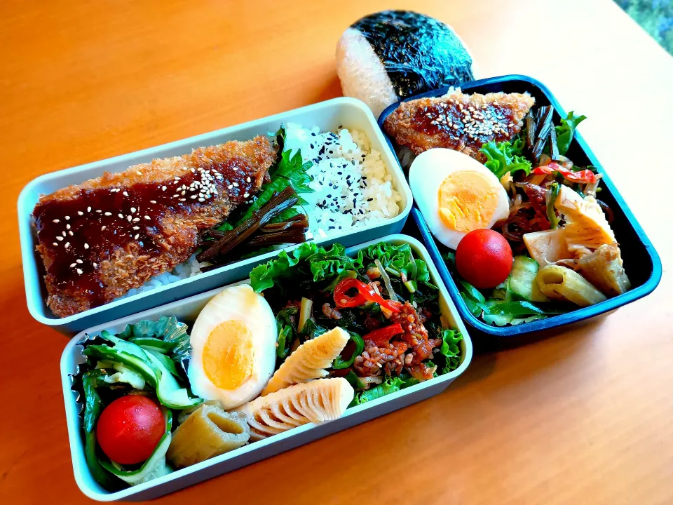 次男・私弁当&おにぎり|tamagomagomagoさん