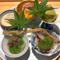 5月22日・和食コース・①「前菜5種と骨ポッキー」