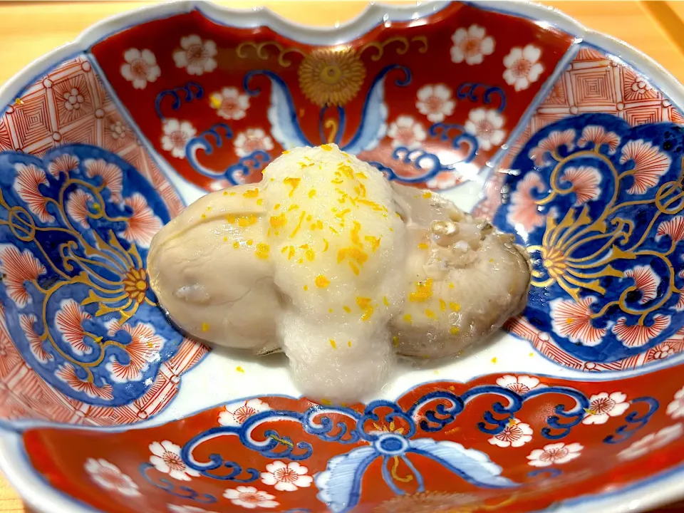 5月22日・和食コース・⑤「岩ガキと新玉ネギ」|山勝さん