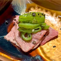 5月22日・和食コース・⑦「お肉と万願寺トウガラシ」