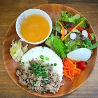 ごぼうとひき肉のピリ辛炒めご飯