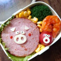 漢の…次女用🍱ダブルハムステーキ丼弁当|ᵏᵒᵘさん