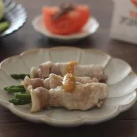 アスパラの豚肉巻きゆずみそのせ|ちいさなしあわせキッチンさん