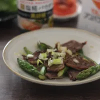 ネギ塩豚タンとアスパラ炒め|ちいさなしあわせキッチンさん