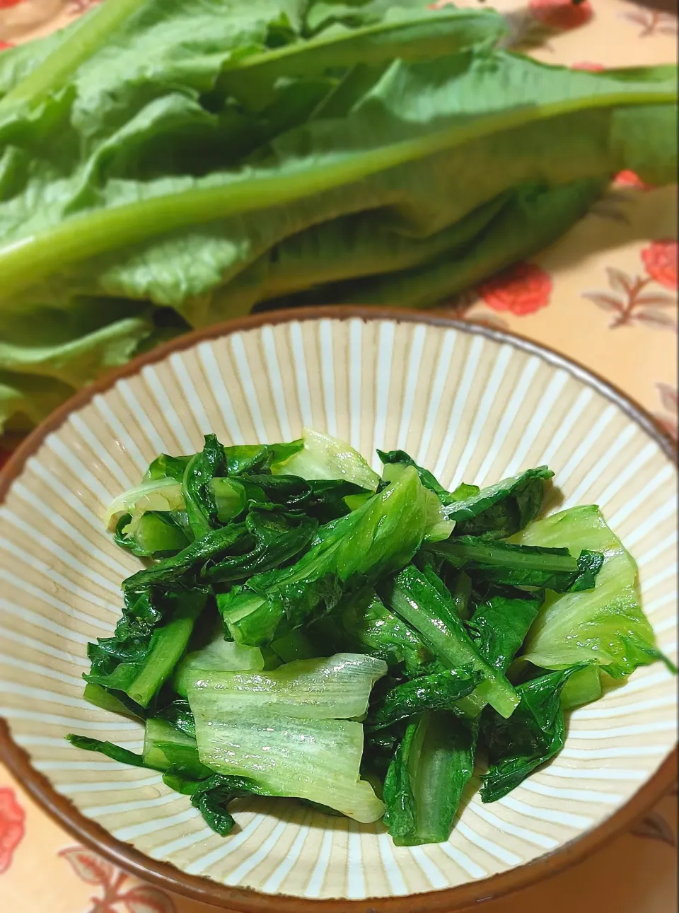 油麦菜の塩炒め|きつねさん
