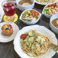 ズッキーニとツナの全粒粉パスタのランチ|シフォンさん