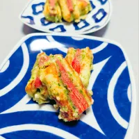 チクワとカニカマとチーズの磯辺揚げ|闇夜の狸さん