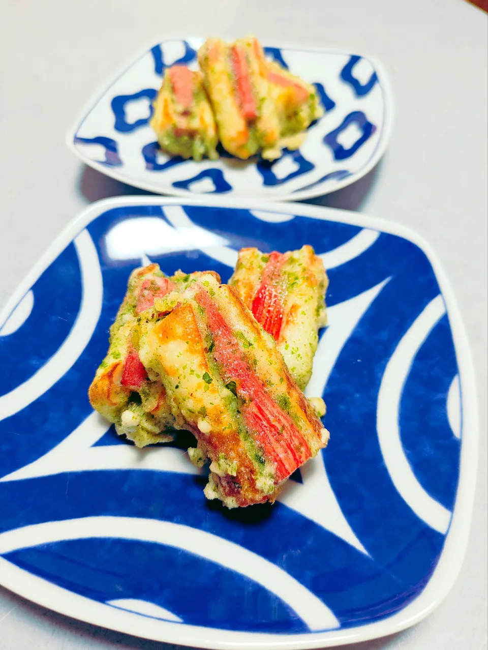 チクワとカニカマとチーズの磯辺揚げ|闇夜の狸さん