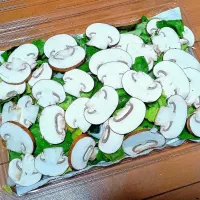 【自作】生マッシュルームと5種の緑野菜のプレゼント🎁