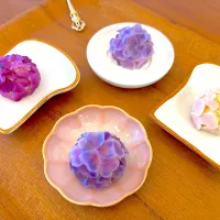 和菓子みたいな紫陽花ポテサラ