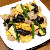豚肉アスパラ木耳のチャンプルー|o-kazuさん