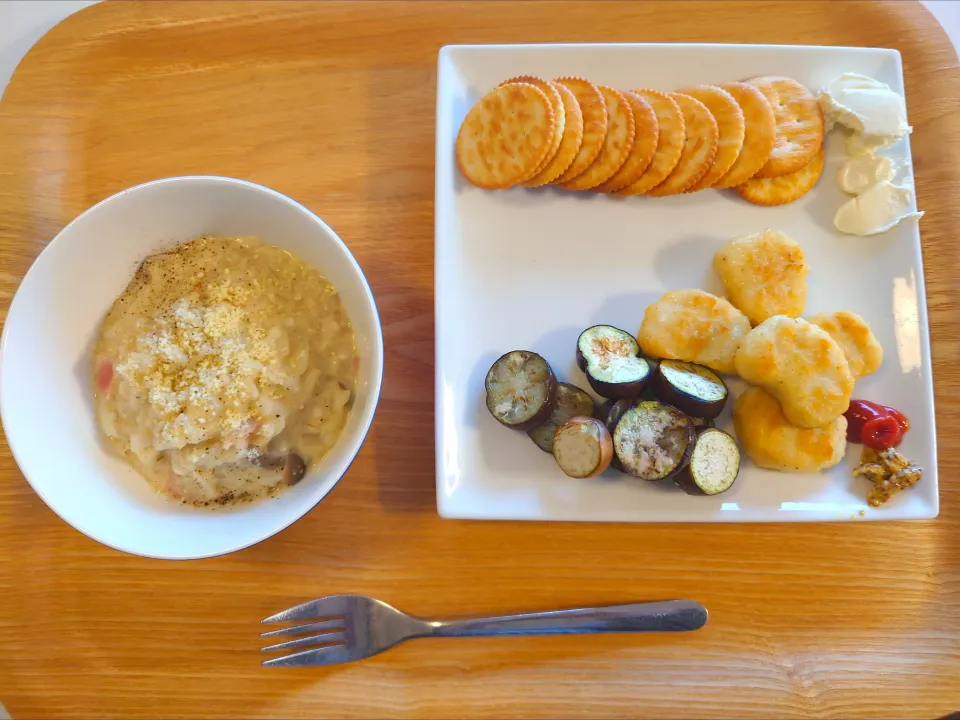 今日の夕食　豆乳麦リゾット、SDモニター☆ホイップクリームチーズ|pinknari🐰🌈さん