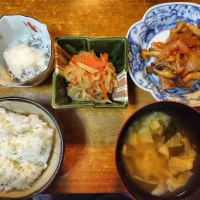 ポークケチャップ、切り干し大根煮物、しらすおろし|りりこさん