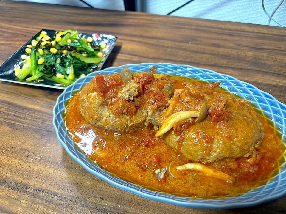 トマト煮込みハンバーグ|独身男性の圧力鍋節約調理さん