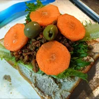フムスとタコミートサンドイッチ　hummus & taco meat sandwich|JLGTdさん