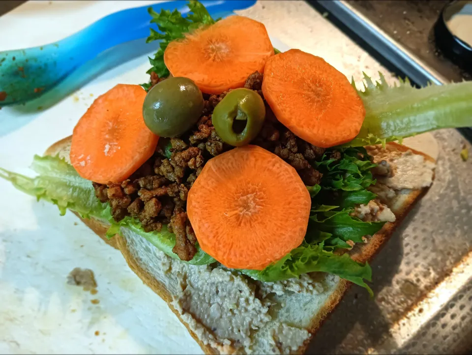 フムスとタコミートサンドイッチ　hummus & taco meat sandwich|JLGTdさん