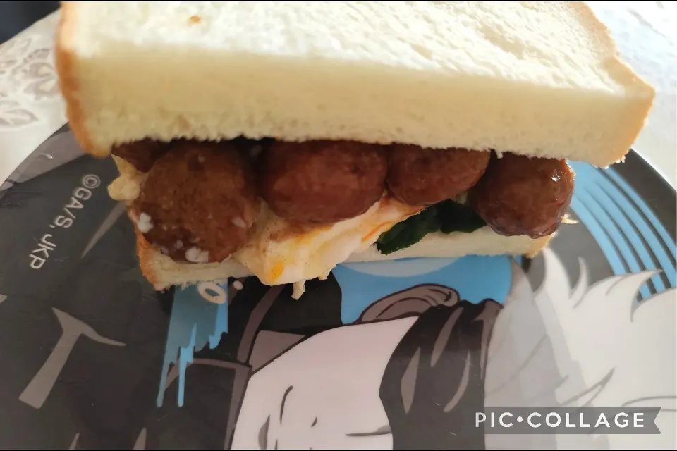 照焼ミートボール卵きゅうりでサンドイッチ🥪|m.rafuさん