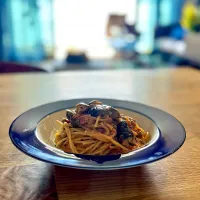 スパゲッティ 茄子と豚挽肉のラグー トマトクリームソース