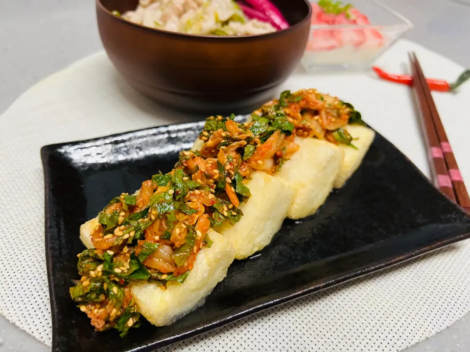 「豆腐のキムチ味噌ぽん乗せ」|バシュランさん
