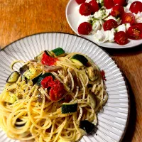 茄子とズッキーニのアーリオオーリオパスタ|ふうりんさん