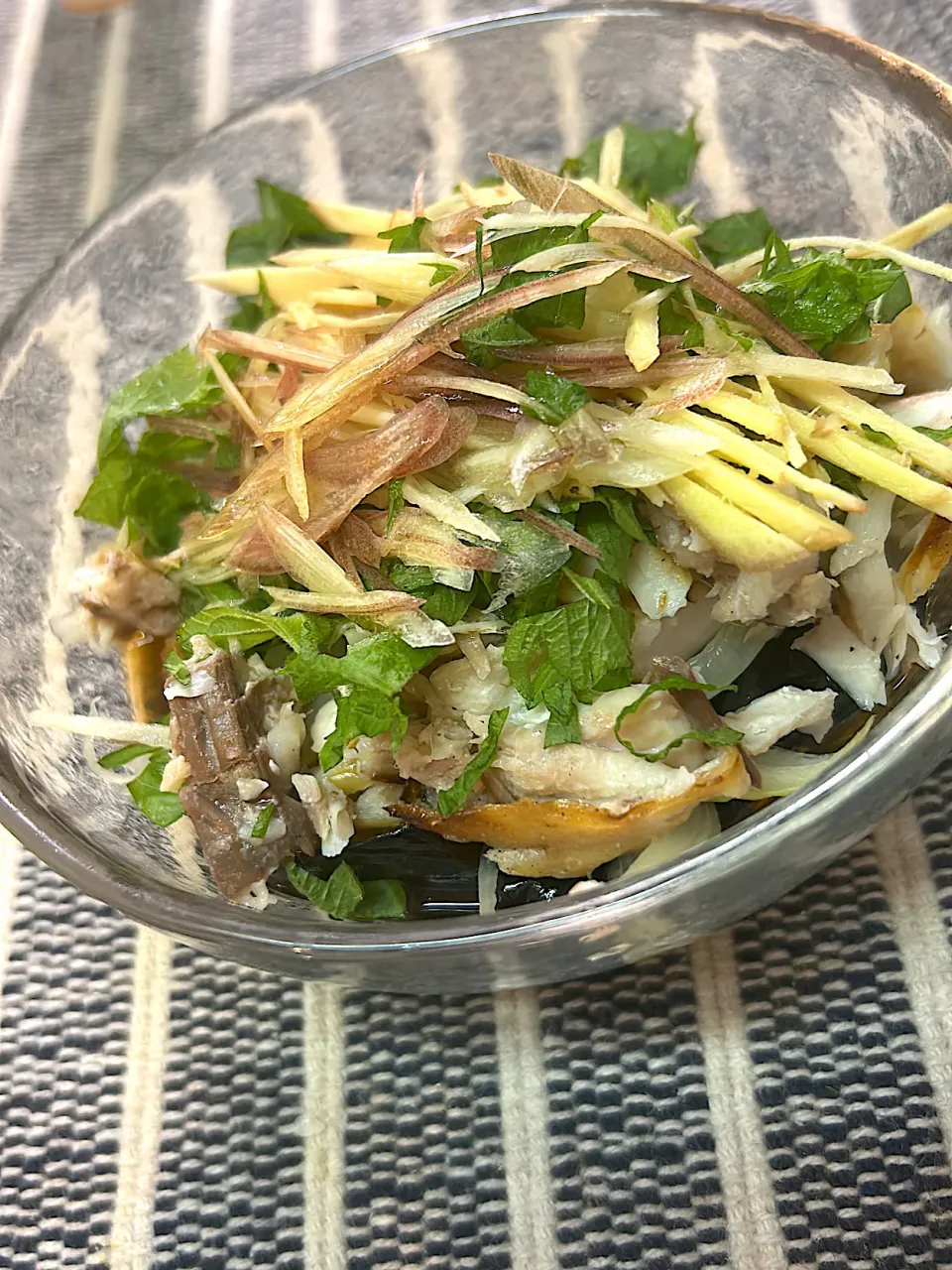 鯵のほぐしに乗せ茄子のたたき|ルナピーボールさん