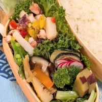 本日のお弁当〜たこと長芋とパプリカの在庫消費弁当