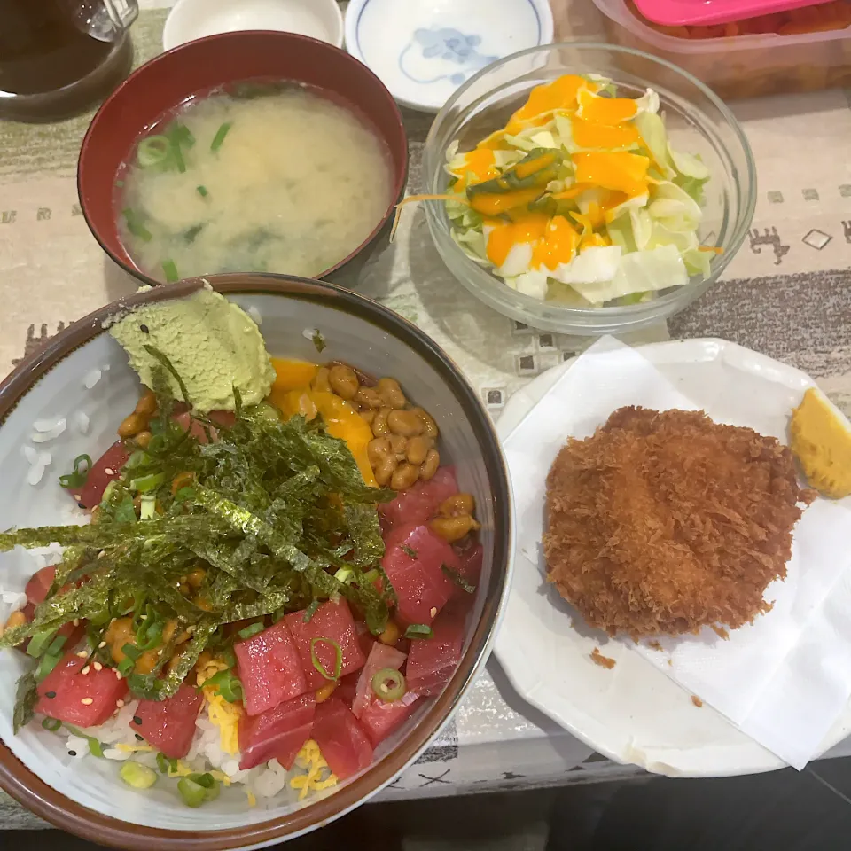 納豆鉄火丼 ヒレカツ1枚セット|T. Wonderさん