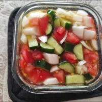 m.rafuさんの料理 新玉ねぎトマトサニーレタスのだし酢漬け(カレースパイス入り)を参考にあるもので!|m.rafuさん