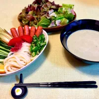 緑色野菜のヴィシソワーズつけ汁うどん|マニラ男さん