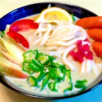 緑色野菜のヴィシソワーズぶっかけ冷汁うどん| マニラ男さん