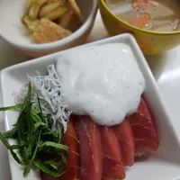 ☆夕飯☆鮪どんぶり、根菜味噌汁、厚揚げ白菜煮| ｼｮｺﾗさん