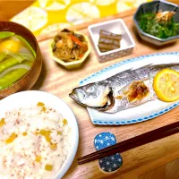 ふきごはんと焼き魚| きいろさん