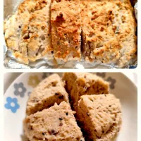 絹豆腐、コメダ珈琲あんこ、クイックオートミール、刻んだ胡桃、黒胡麻、牛乳、ホットケーキミックス、米油少しで!!|m.rafuさん