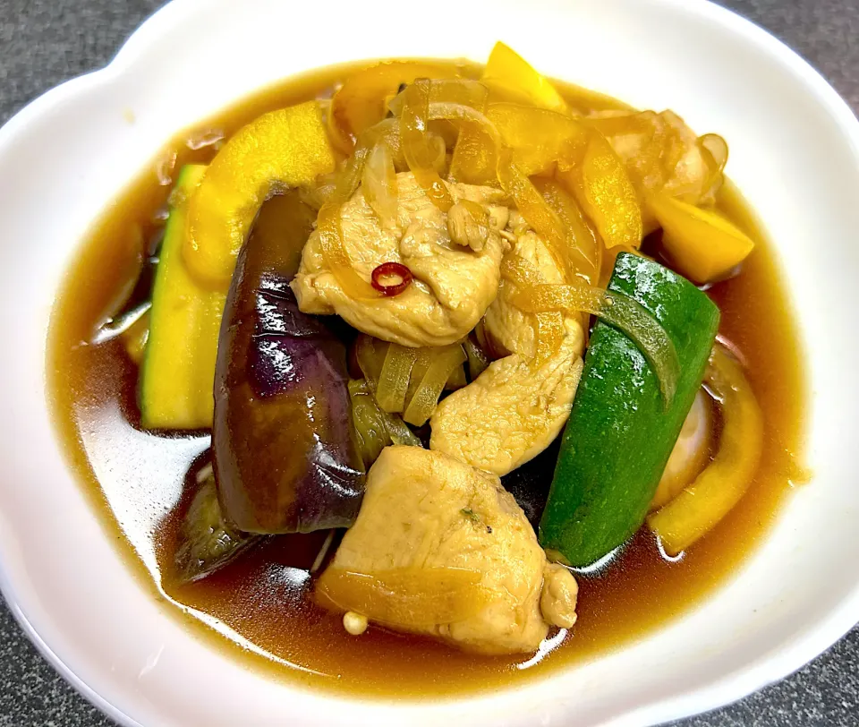 揚げない鶏むね肉と夏野菜の南蛮漬け|まみさん