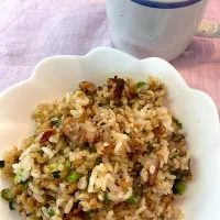 豚こま肉と、たっぷりガーリックチャーハン|ちいこさん
