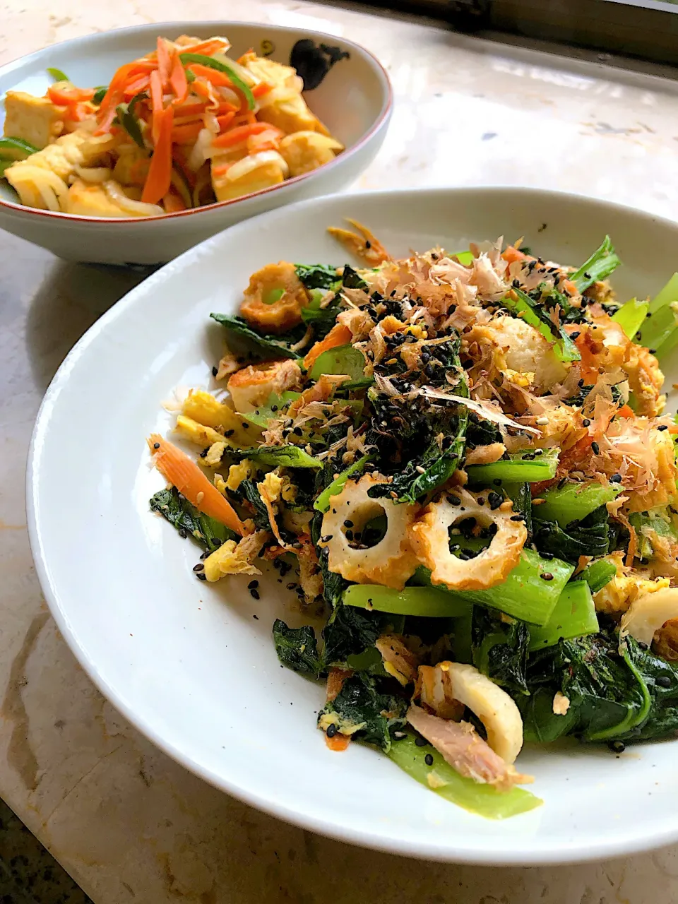 小松菜とシーチキン炒め&厚揚げ南蛮漬け|ヨウコさん